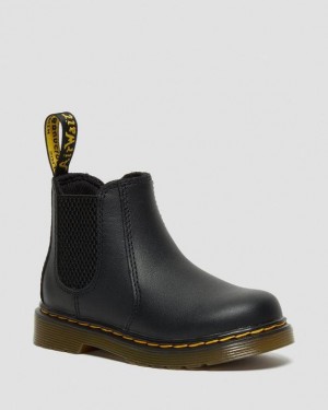 Black Kids' Dr Martens Infant/Toddler 2976 Softy T Leather Chelsea Boots | USA_Dr80922