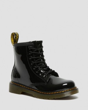 Black Kids' Dr Martens Junior 1460 Patent Leather Lace Up Boots | USA_Dr36499