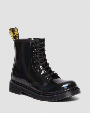 Black Kids' Dr Martens Junior 1460 Rainbow Patent Leather Lace Up Boots | USA_Dr44016