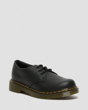 Black Kids' Dr Martens Junior 1461 Softy T Leather Shoes | USA_Dr93669