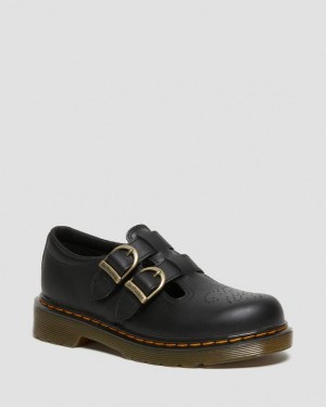 Black Kids' Dr Martens Junior 8065 Softy T Leather Mary Jane Shoes | USA_Dr88051