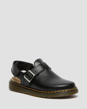 Black Kids' Dr Martens Junior Jorgie Leather Slingback Shoes | USA_Dr41481