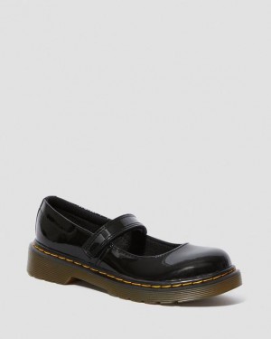 Black Kids' Dr Martens Junior Maccy Patent Leather Mary Jane Shoes | USA_Dr86127