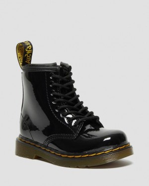 Black Kids' Dr Martens Toddler 1460 Patent Leather Lace Up Boots | USA_Dr11949