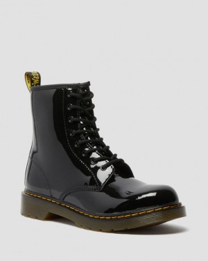 Black Kids' Dr Martens Youth 1460 Patent Leather Lace Up Boots | USA_Dr21231