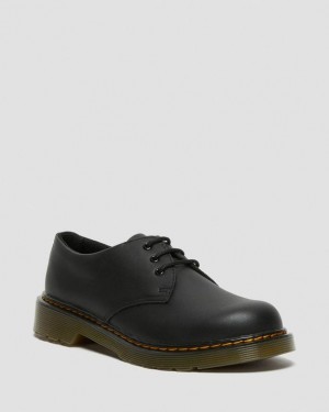 Black Kids' Dr Martens Youth 1461 Softy T Leather Shoes | USA_Dr67284