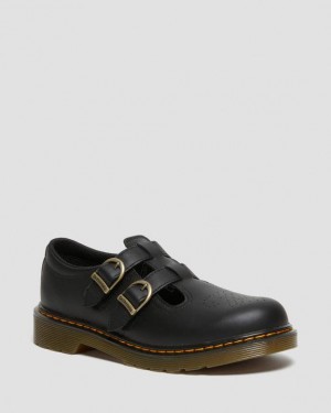 Black Kids' Dr Martens Youth 8065 Softy T Leather Mary Jane Shoes | USA_Dr44104