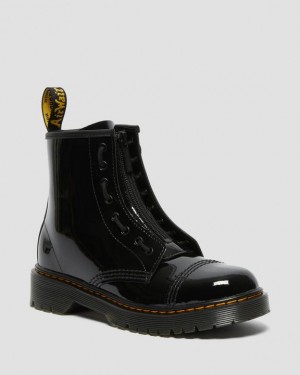 Black Kids' Dr Martens Youth Sinclair Bex Patent Leather Boots | USA_Dr69460