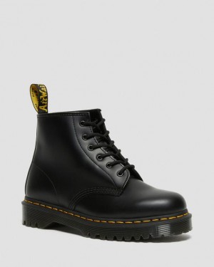 Black Men's Dr Martens 101 Bex Smooth Leather Ankle Platform Shoes | USA_Dr10596