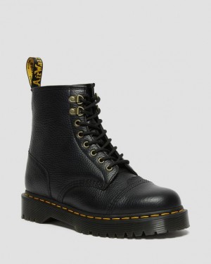 Black Men's Dr Martens 1460 Bex Fleece-Lined Leather Lace Up Platform Shoes | USA_Dr31087