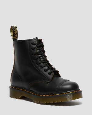 Black Men's Dr Martens 1460 Bex Made in England Toe Cap Lace Up Platform Shoes | USA_Dr38198