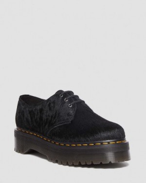 Black Men's Dr Martens 1461 Hair-On Platform Shoes | USA_Dr43213