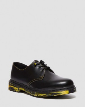 Black Men's Dr Martens 1461 Marbled Sole Leather Oxford Shoes | USA_Dr74026