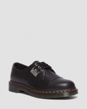 Black Men's Dr Martens 1461 Toe Plate Lunar Leather Oxford Shoes | USA_Dr19499