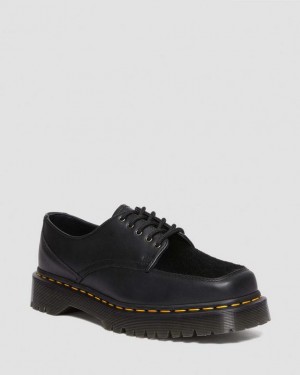 Black Men's Dr Martens 5-Eye Bex Square Toe Hair-On & Leather Shoes | USA_Dr40101