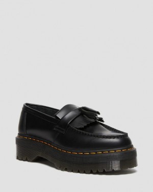 Black Men's Dr Martens Adrian Leather Tassel Shoes | USA_Dr98543