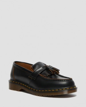 Black Men's Dr Martens Adrian Made in England Quilon Leather Tassel Shoes | USA_Dr16621