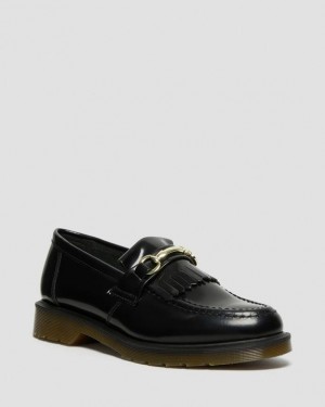 Black Men's Dr Martens Adrian Snaffle Smooth Leather Kiltie Shoes | USA_Dr10892