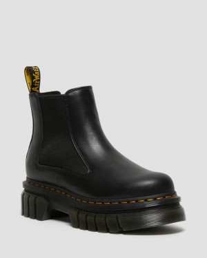 Black Men's Dr Martens Audrick Nappa Leather Chelsea Platform Shoes | USA_Dr93993