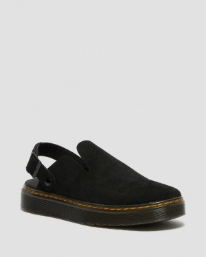 Black Men's Dr Martens Carlson Suede Casual Slingback Shoes | USA_Dr51403