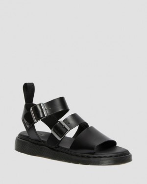 Black Men's Dr Martens Gryphon Brando Leather Gladiator Sandals | USA_Dr83770