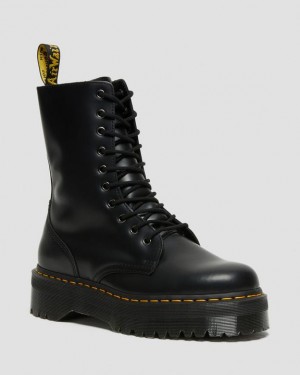 Black Men's Dr Martens Jadon Hi Boot Smooth Leather Platform Shoes | USA_Dr94585