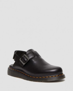 Black Men's Dr Martens Jorge II Brando Leather Slingback Shoes | USA_Dr77727