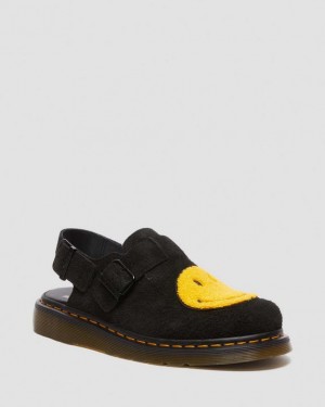 Black Men's Dr Martens Jorge Smiley® Napped Suede Slingback Shoes | USA_Dr83679