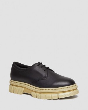 Black Men's Dr Martens Rikard Contrast Sole Leather Shoes | USA_Dr69898