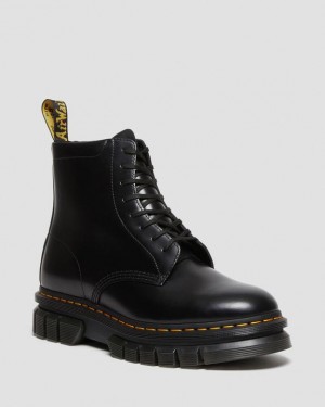 Black Men's Dr Martens Rikard Smooth Leather Lace Up Platform Shoes | USA_Dr85271