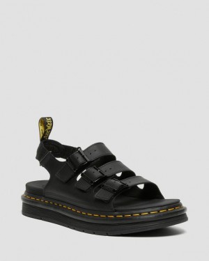 Black Men's Dr Martens Soloman Men's Leather Strap Sandals | USA_Dr54183