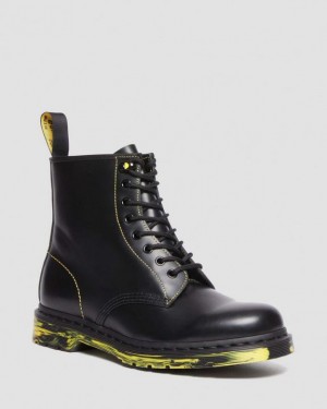 Black Women's Dr Martens 1460 Marbled Sole Smooth Leather Lace Up Boots | USA_Dr40698