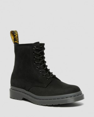 Black Women's Dr Martens 1460 Mono Milled Nubuck Leather Lace Up Boots | USA_Dr68548