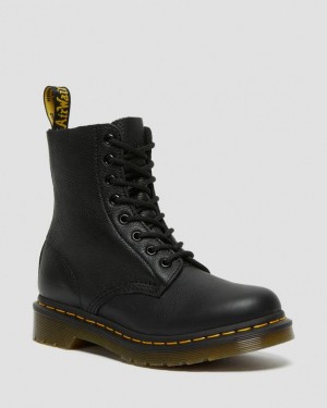 Black Women's Dr Martens 1460 Women's Pascal Virginia Leather Boots | USA_Dr37502