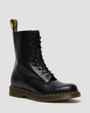 Black Women's Dr Martens 1490 Smooth Leather Mid Calf Boots | USA_Dr81491