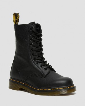 Black Women's Dr Martens 1490 Virginia Leather Mid Calf Boots | USA_Dr10983