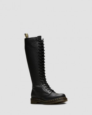 Black Women's Dr Martens 1B60 Virginia Leather Knee High Boots | USA_Dr66886