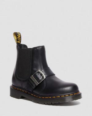 Black Women's Dr Martens 2976 Buckle Pull Up Leather Chelsea Boots | USA_Dr25218