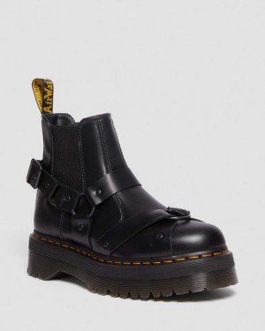 Black Women's Dr Martens 2976 Harness Leather Platform Chelsea Boots | USA_Dr16706