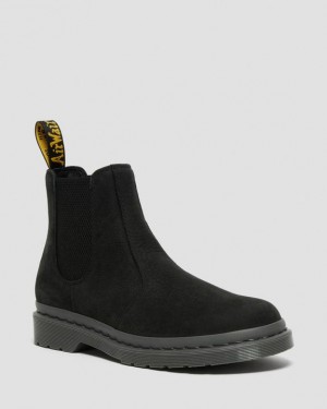 Black Women's Dr Martens 2976 Mono Milled Nubuck Leather Chelsea Boots | USA_Dr87386