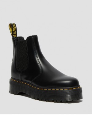 Black Women's Dr Martens 2976 Smooth Leather Platform Chelsea Boots | USA_Dr40242