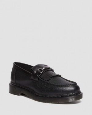 Black Women's Dr Martens Adrian Snaffle Pebble Grain Leather Kiltie Loafers Shoes | USA_Dr70359