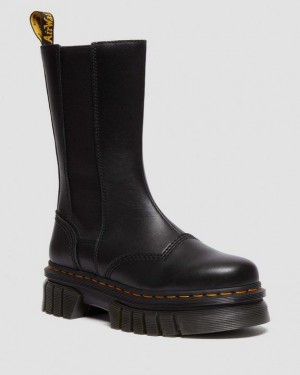 Black Women's Dr Martens Audrick Tall Nappa Leather Platform Chelsea Boots | USA_Dr78845