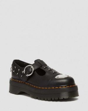 Black Women's Dr Martens Bethan Piercing Leather Platform Mary Jane Shoes | USA_Dr18963