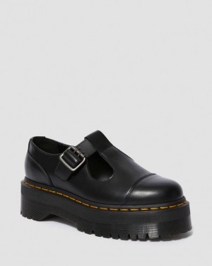 Black Women's Dr Martens Bethan Polished Smooth Leather Platform Shoes | USA_Dr14032