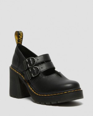 Black Women's Dr Martens Eviee Sendal Leather Heeled Shoes | USA_Dr92853