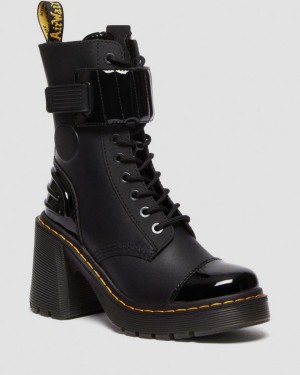 Black Women's Dr Martens Gaya 10-Eye Alternative Leather Heeled Boots | USA_Dr16447