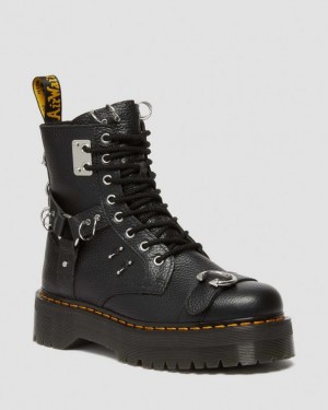 Black Women's Dr Martens Jadon Boot Piercing Milled Nappa Leather Platforms Boots | USA_Dr23623