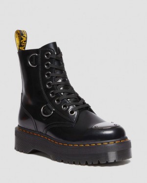 Black Women's Dr Martens Jadon Boot Toe Guard Leather Platforms Boots | USA_Dr64849