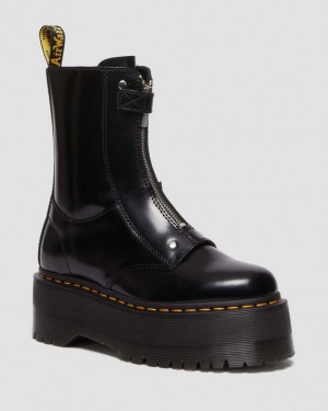 Black Women's Dr Martens Jetta Hi Max Leather Platform Boots | USA_Dr19408